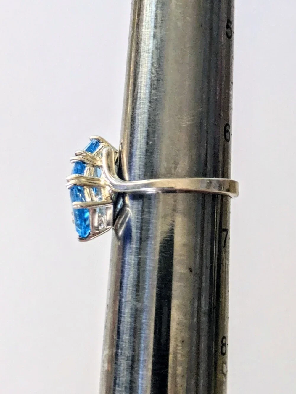 Sterling Silver 3.90 CTW Emerald Cut Swiss Blue Topaz Vintage Ring Size 6.5